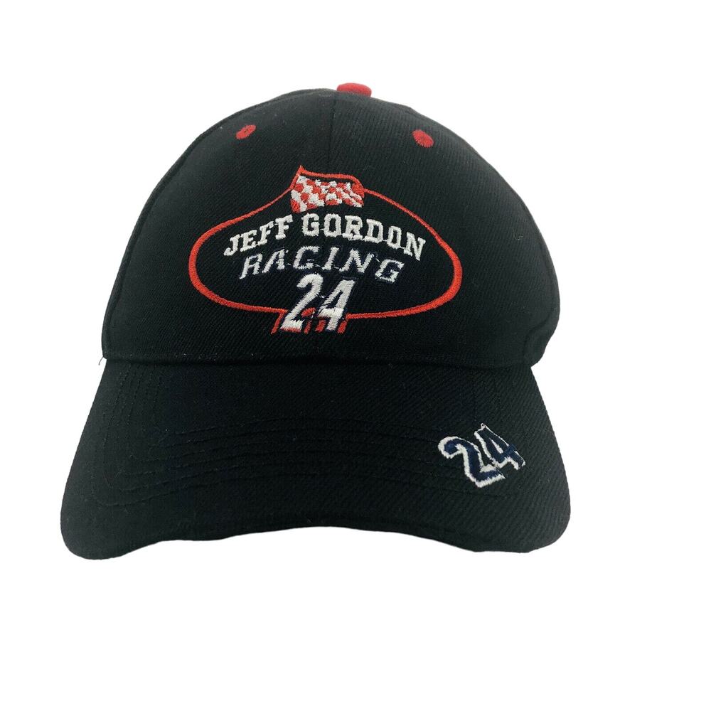 Jeff Gordon #24 NASCAR Black Embroidered Adjustable Baseball Cap Hat Racing